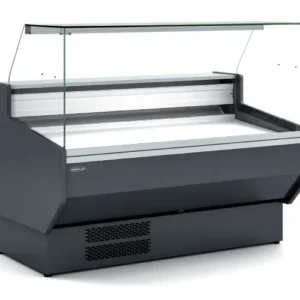 Vitrina expositora con cristal recto y reserva. 1200 mm.