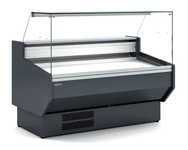 Vitrina expositora con cristal recto y reserva. 1200 mm.