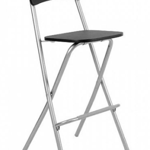 Taburete plegable negro.
