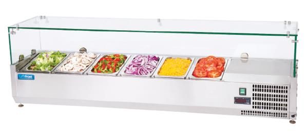 Vitrina de ingredientes con cristal de 8 cubetas.