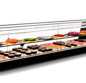 Vitrina para sushi de doble frío.
