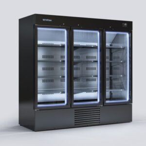 Expositor de refrigeración de 3 puertas abatibles.