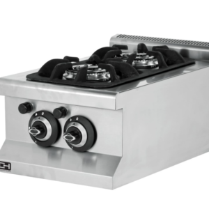 Cocina a gas de 2 fuegos verticales de sobremesa.